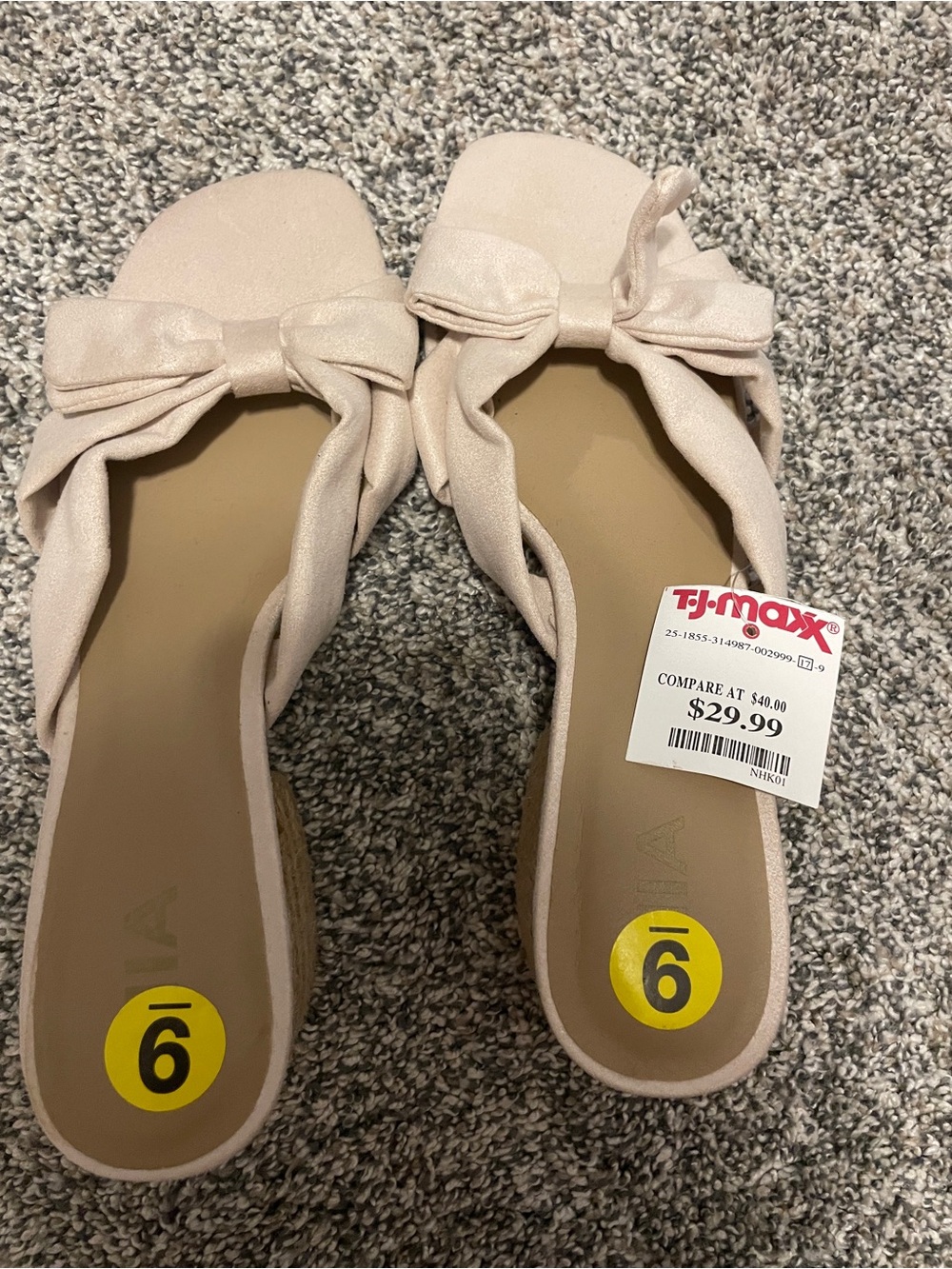 MIA Bow-Accent Slide Sandals — Light Pink